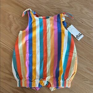NWT Tea Collection Colorful Striped Baby Romper 3-6m